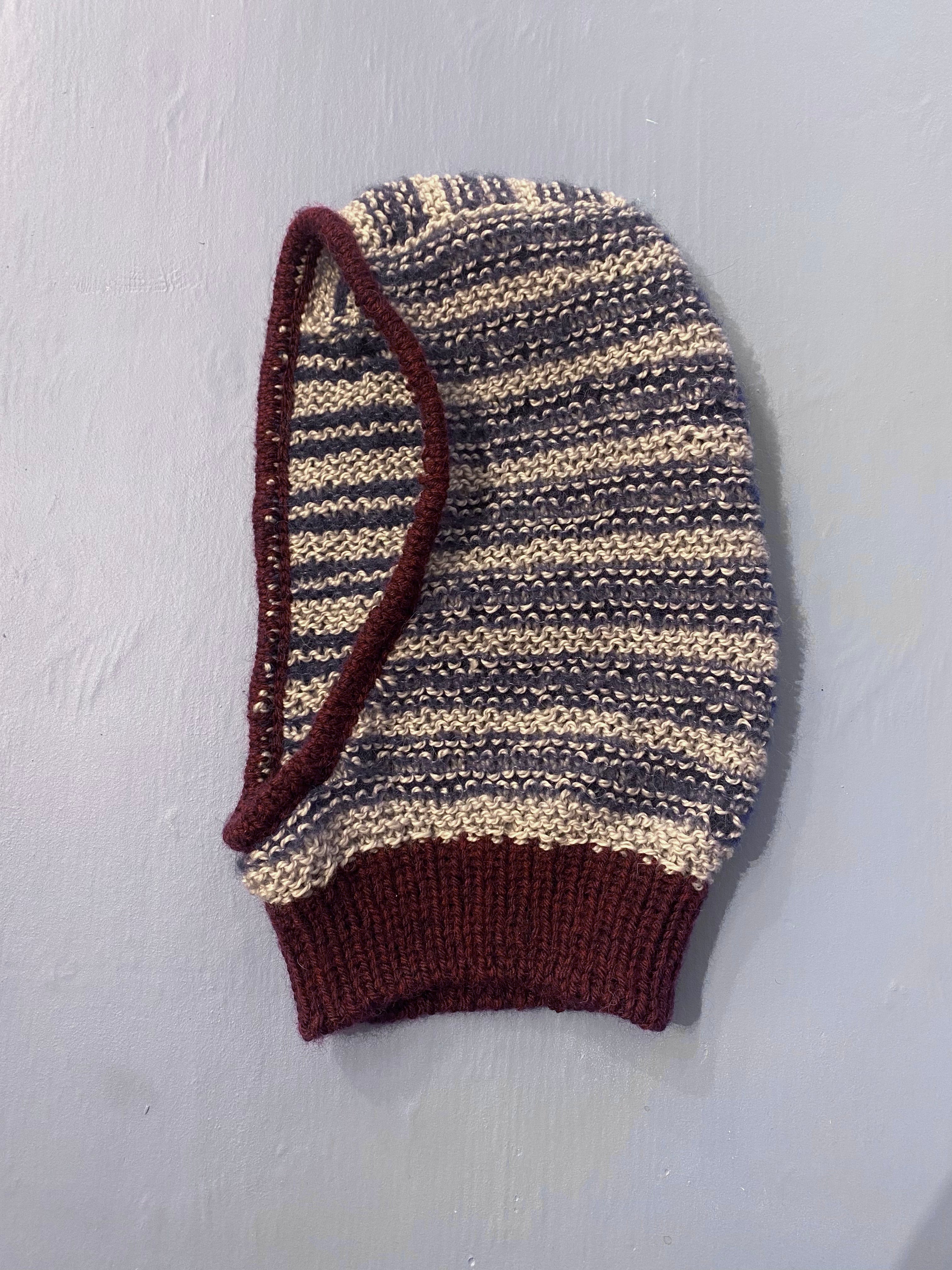 Balaclava grå/blå/bordeaux