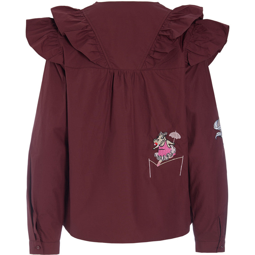 Nola Ruffle Shirt - Oxblood