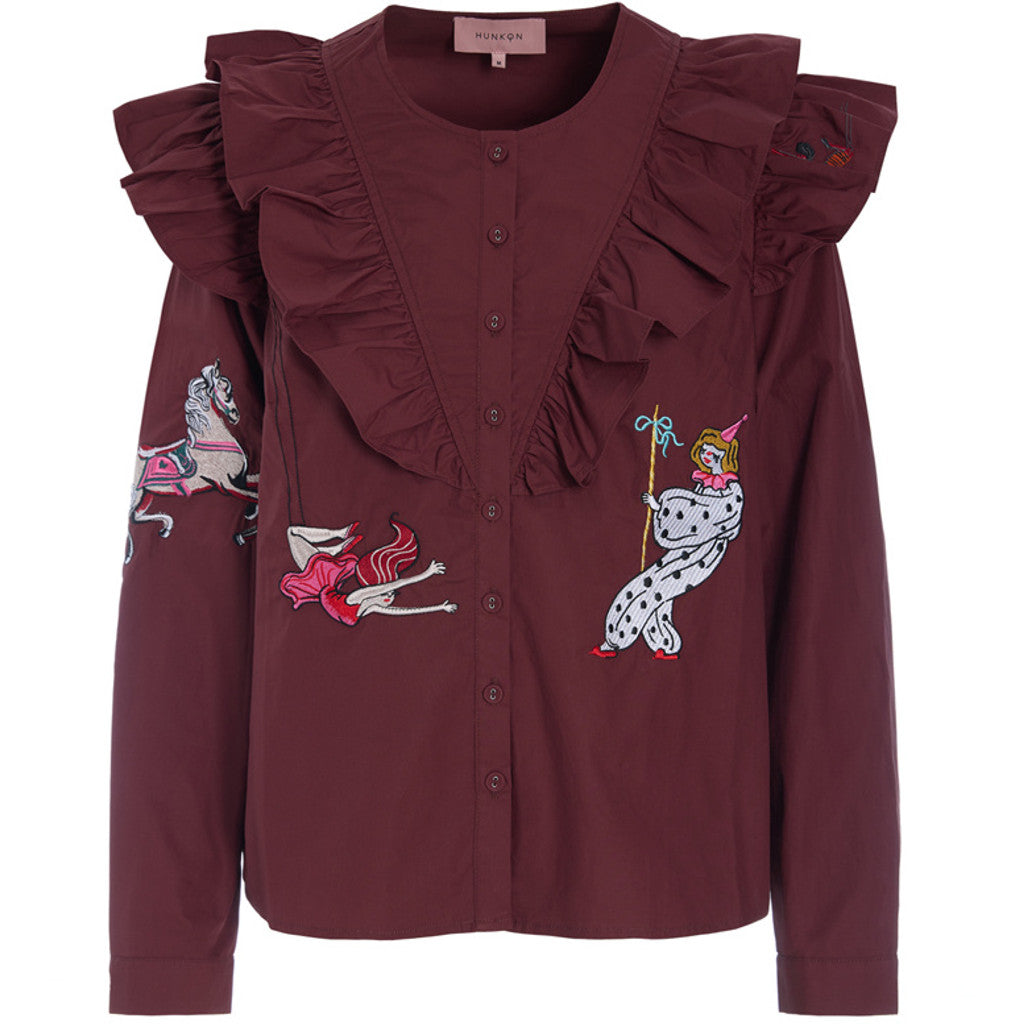 Nola Ruffle Shirt - Oxblood