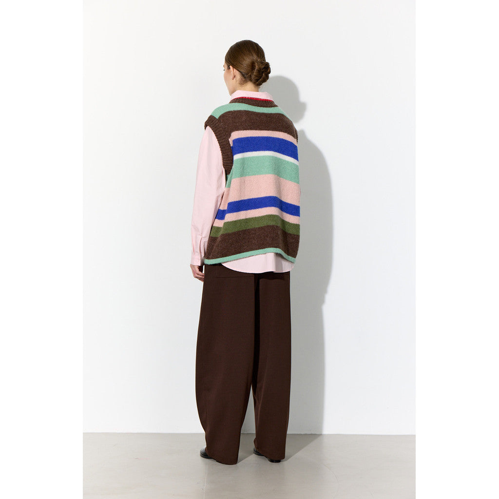 Tallulah Knit Vest - Brown Stripes