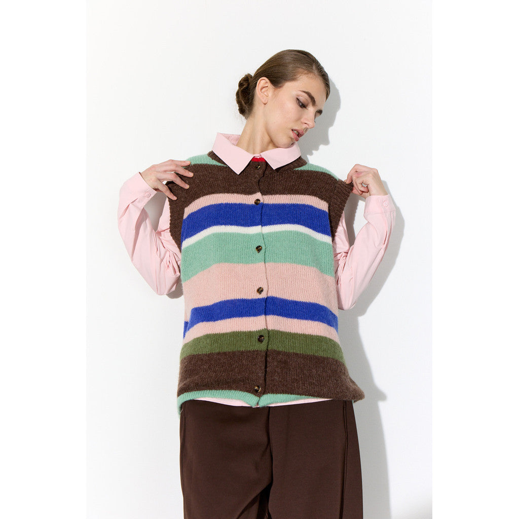 Tallulah Knit Vest - Brown Stripes