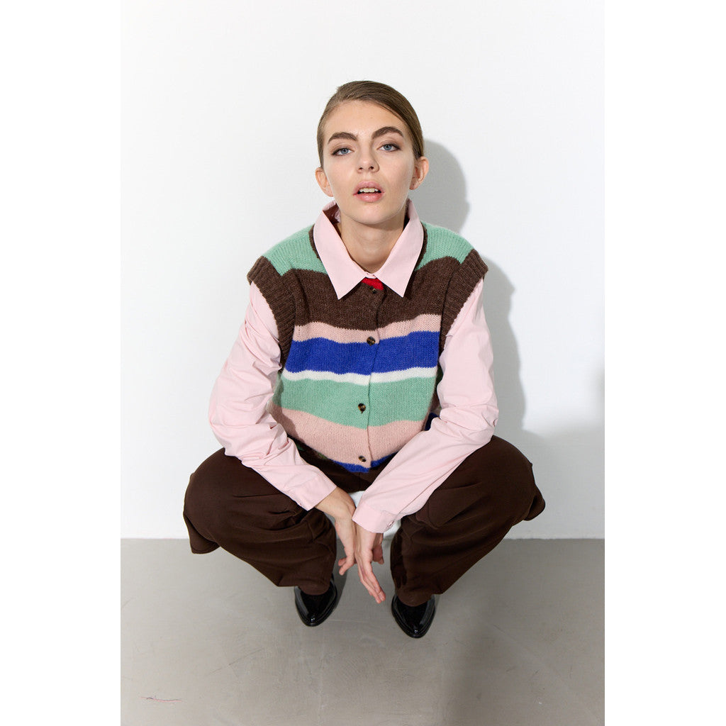 Tallulah Knit Vest - Brown Stripes