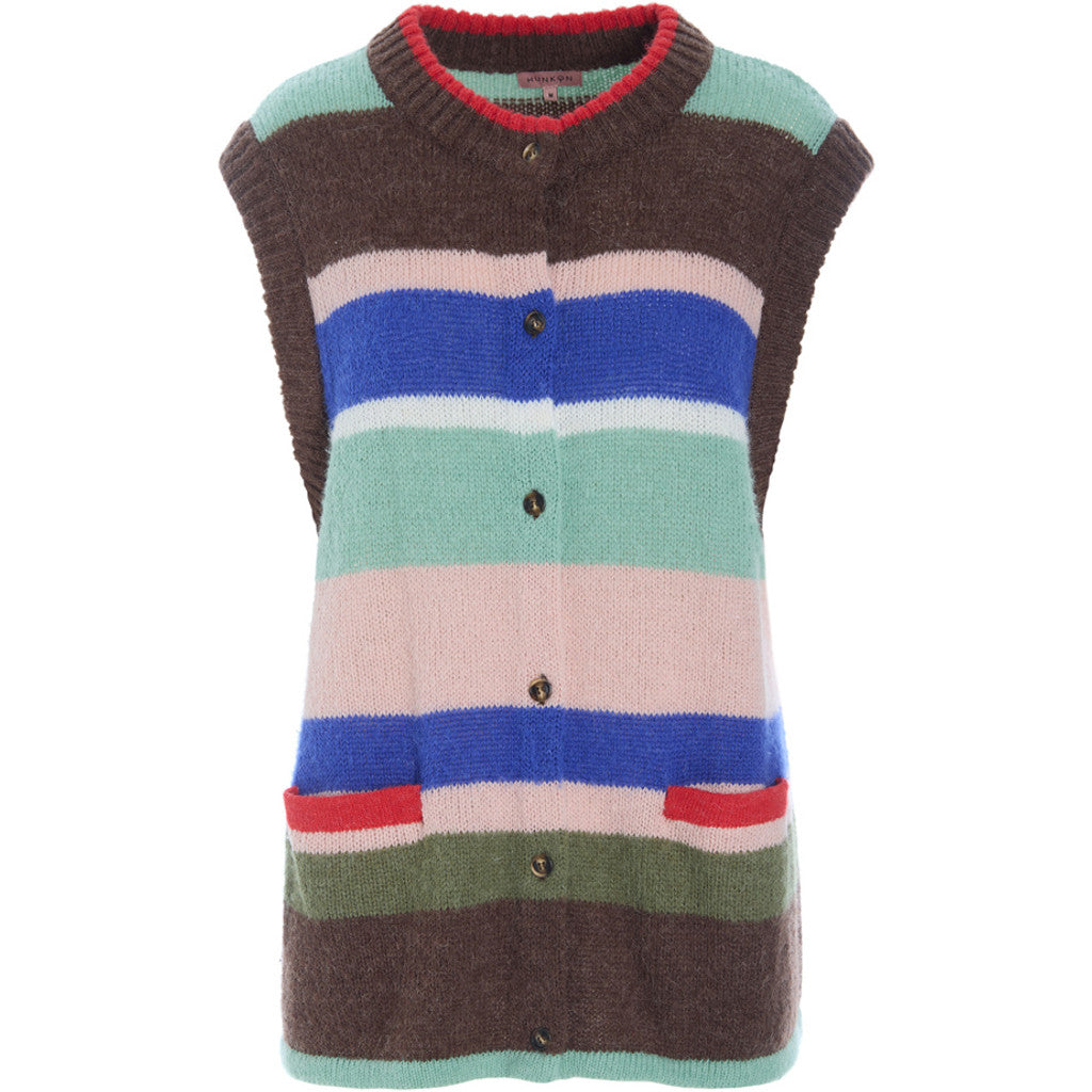 Tallulah Knit Vest - Brown Stripes