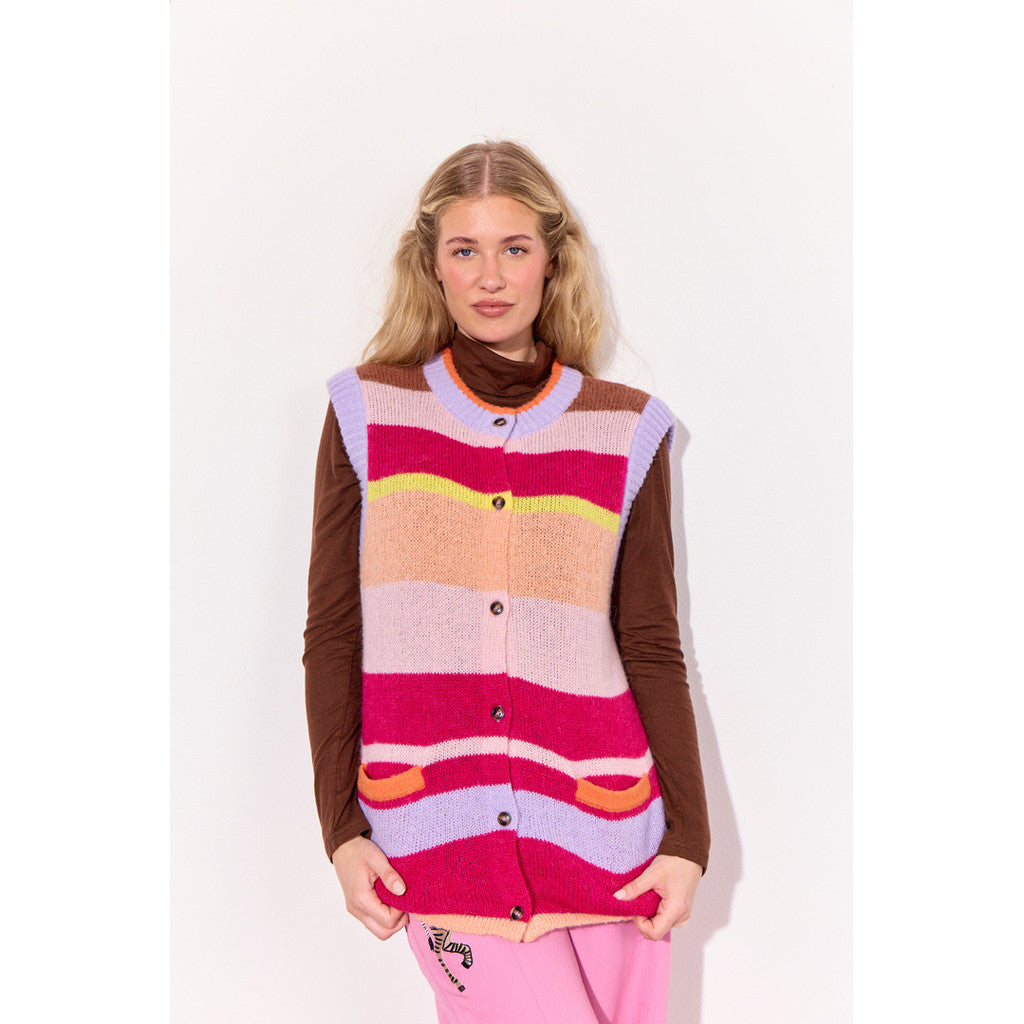 Tallulah Knit Vest - Peach Stripes