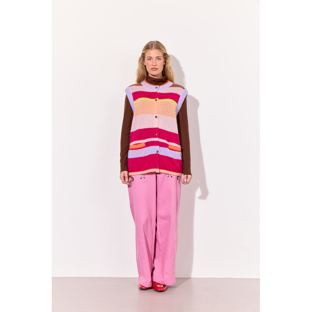 Tallulah Knit Vest - Peach Stripes