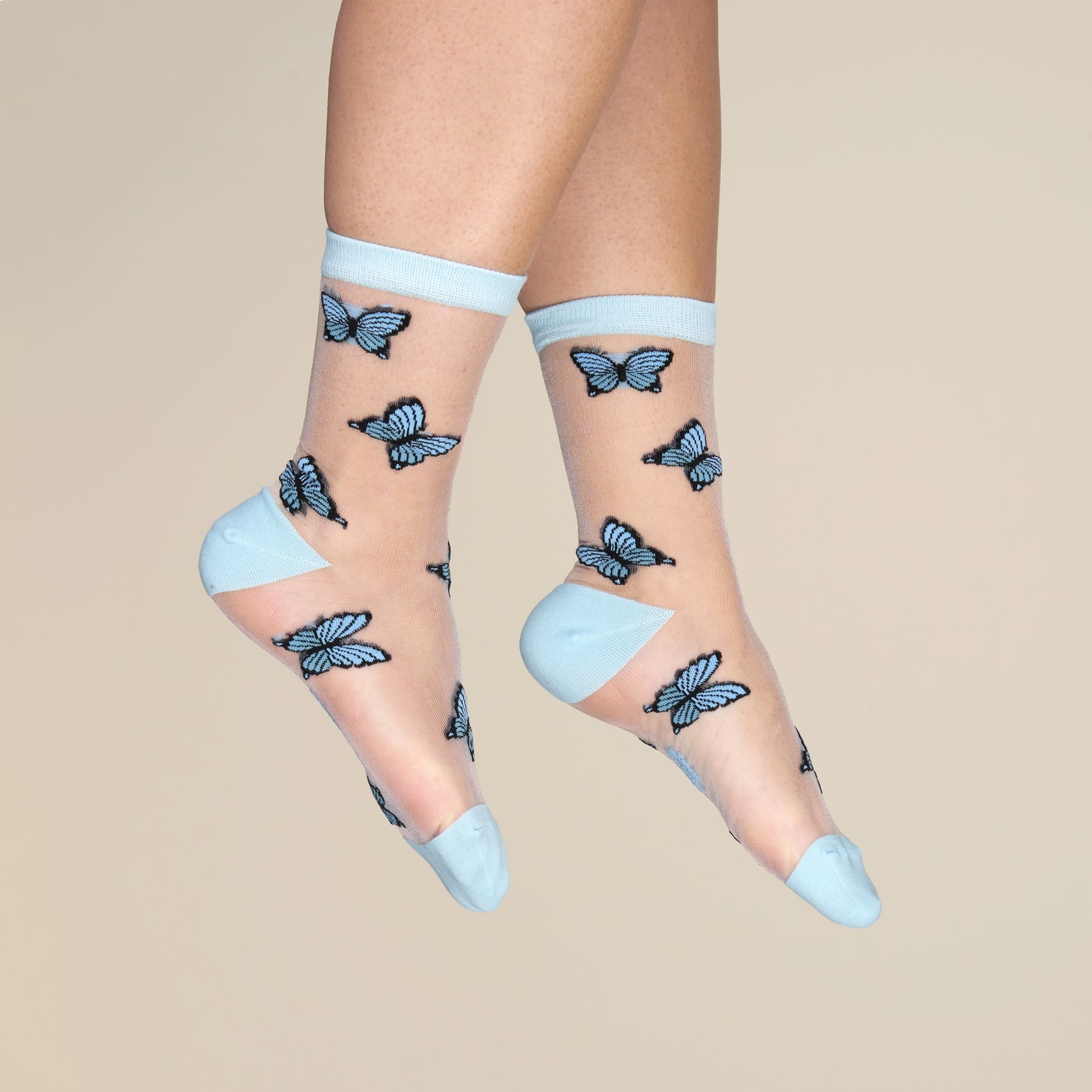 Blå sommerfugle socks, sheer