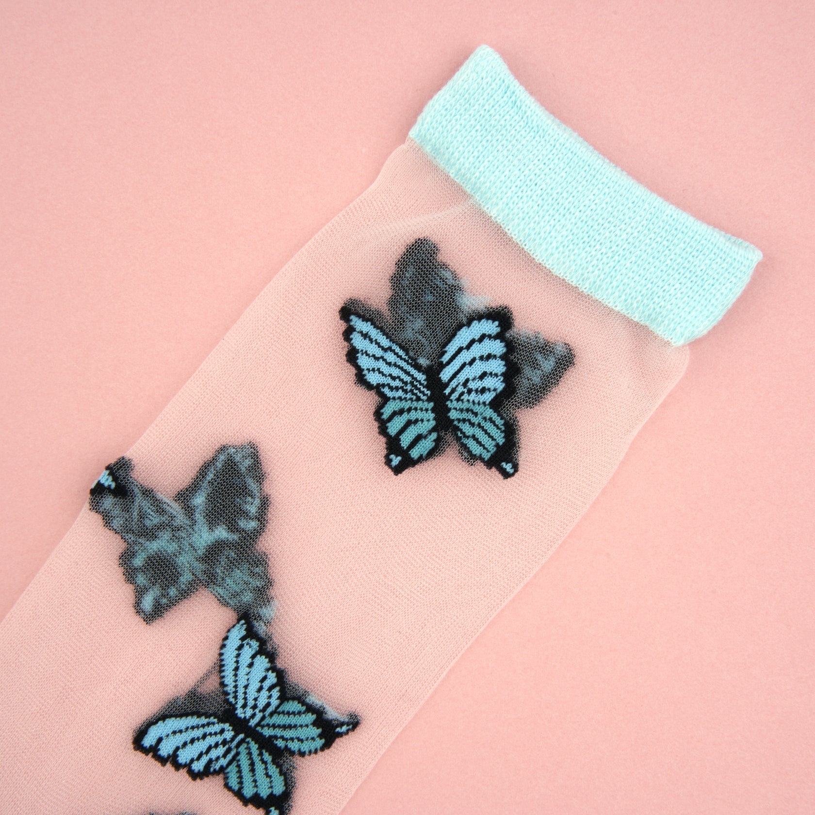 Blå sommerfugle socks, sheer