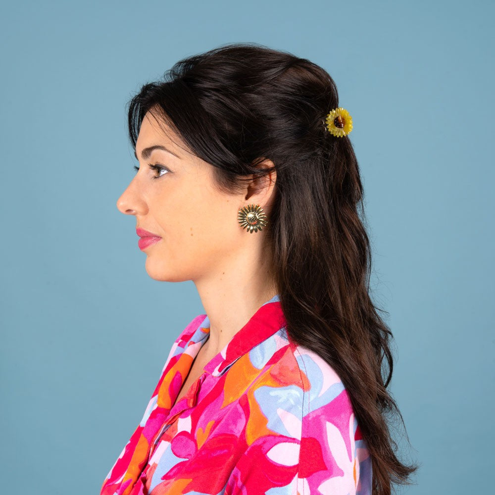 Mini solsikke hårklemme