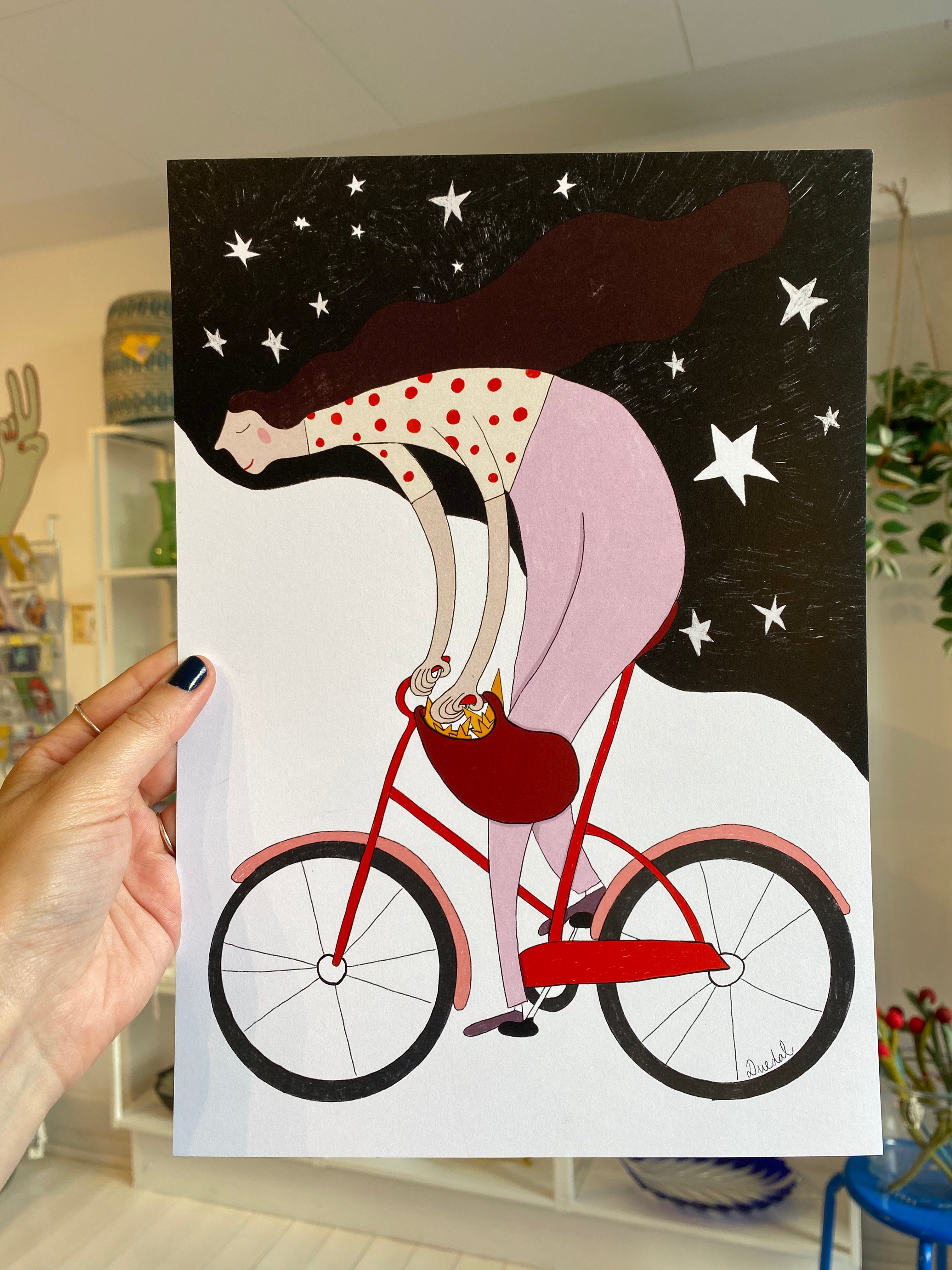 "Night biker" / A4 illustration (framed)