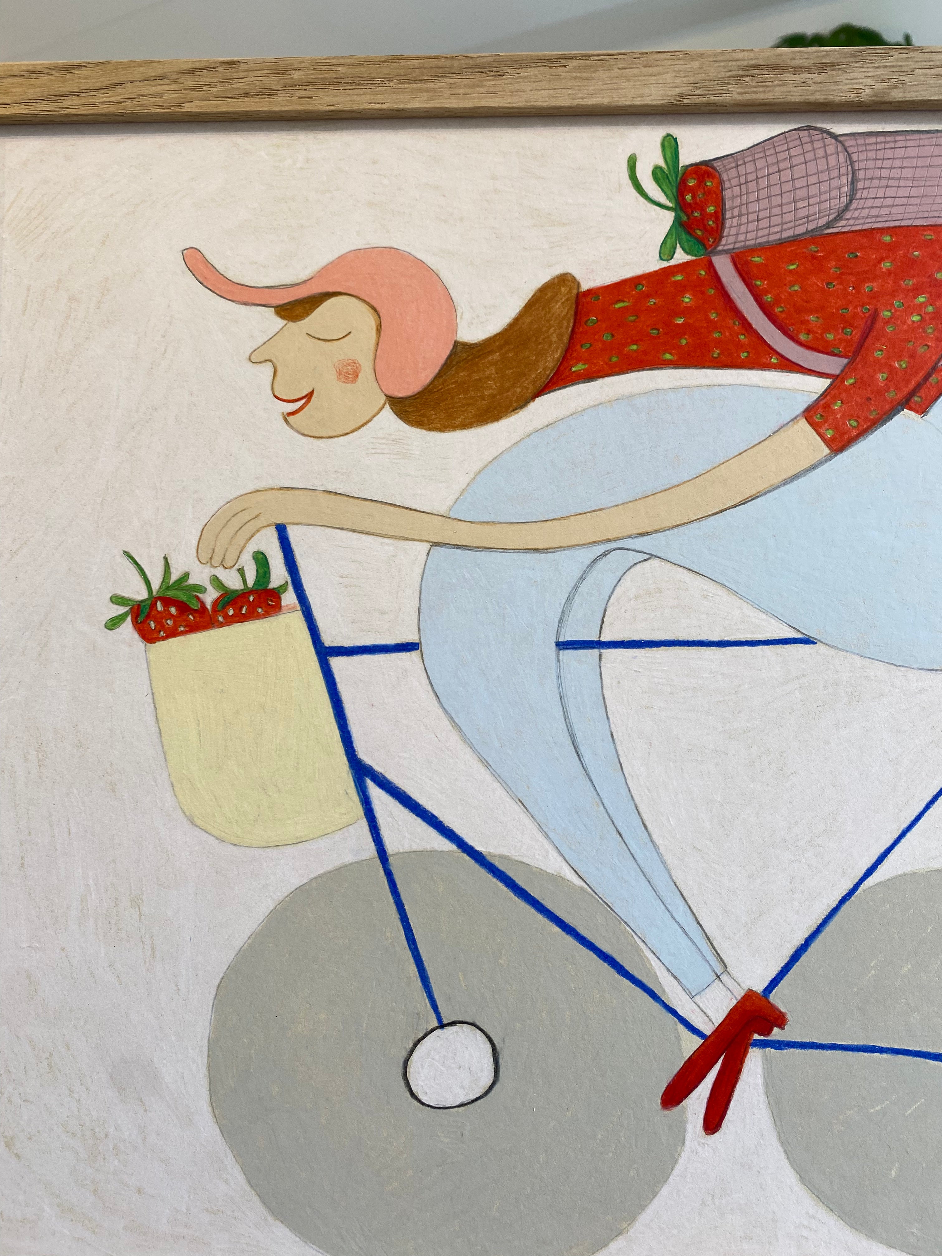 "Strawberry ride" / Original A3 illustration (framed)