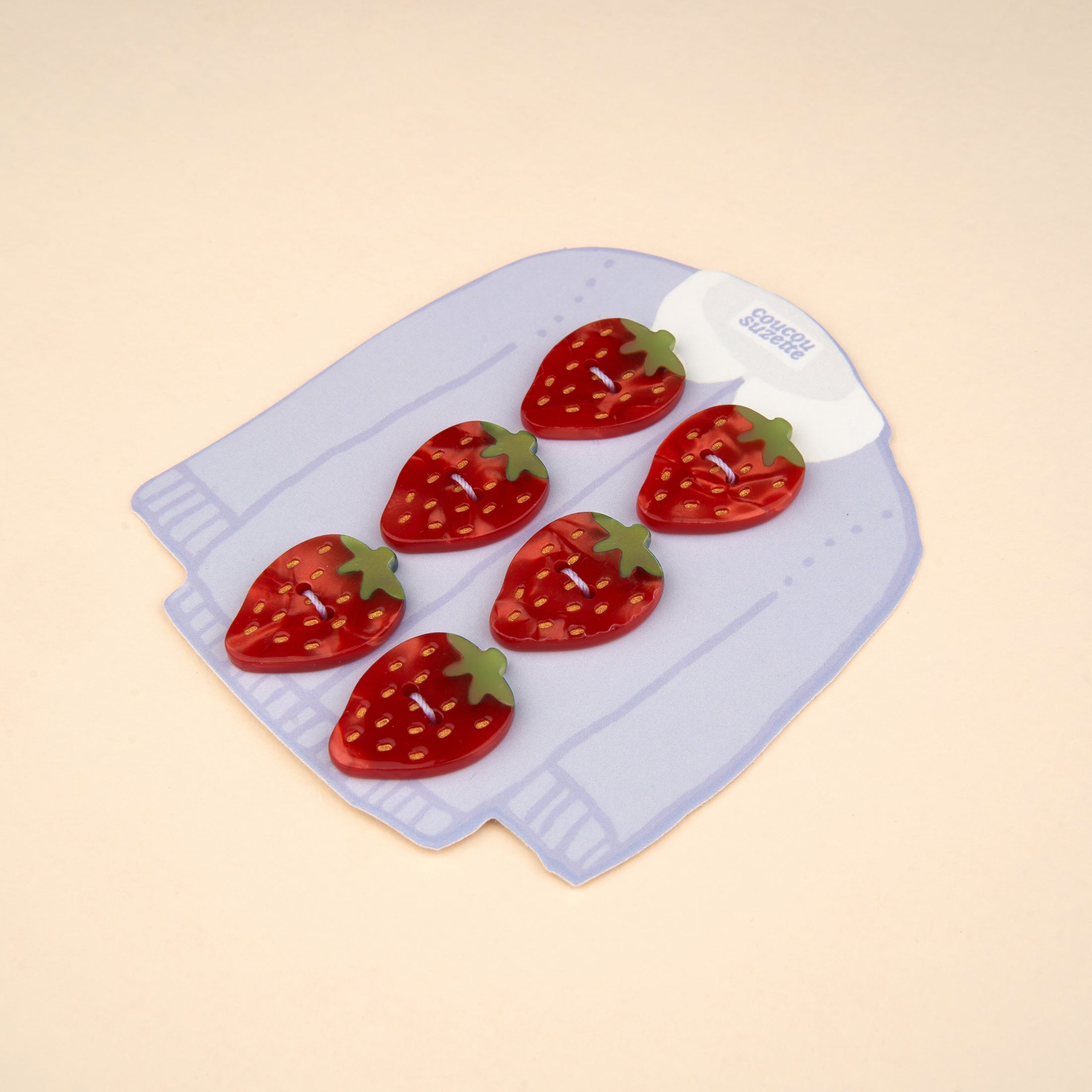 Jordbær-knapper 6 stk.