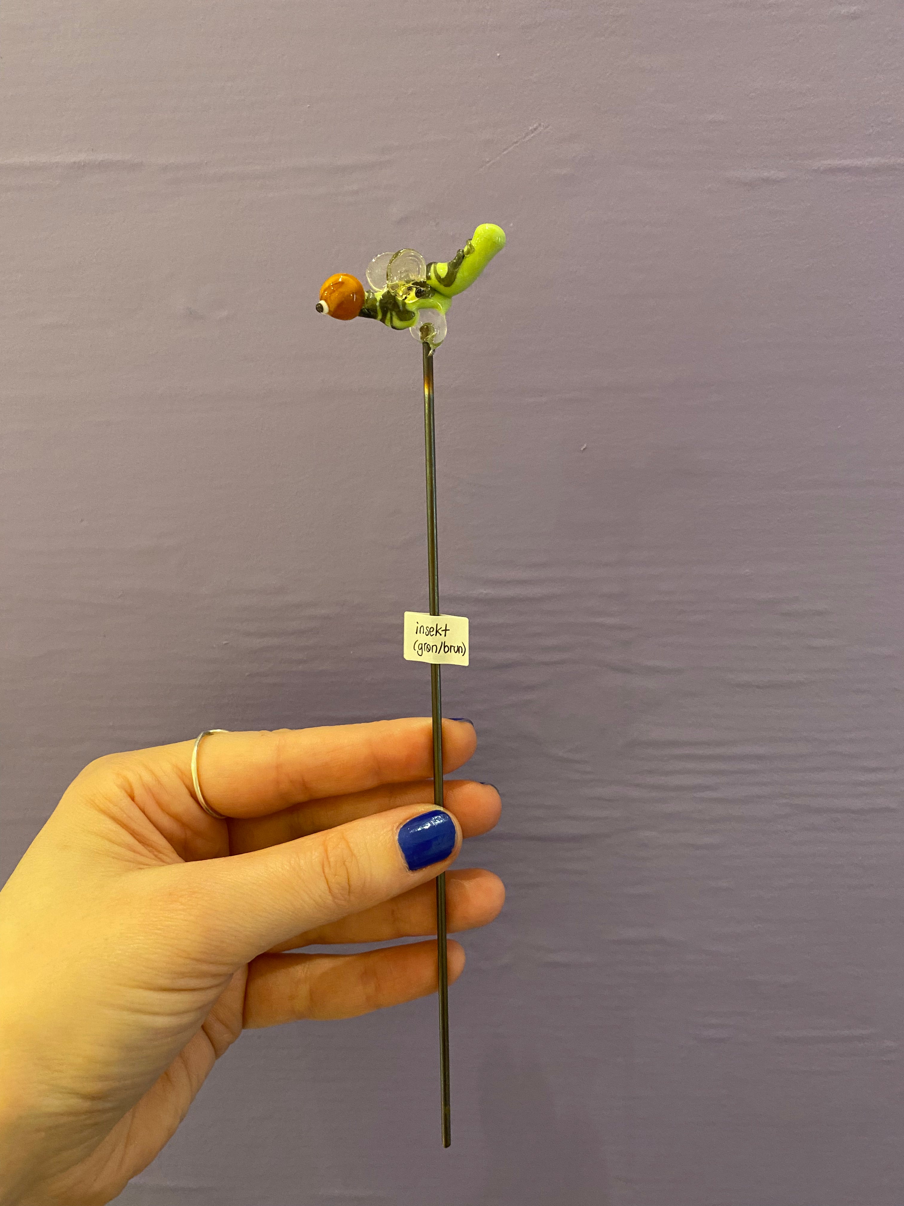 Insekt (grøn/brun) - Glas pindefigur