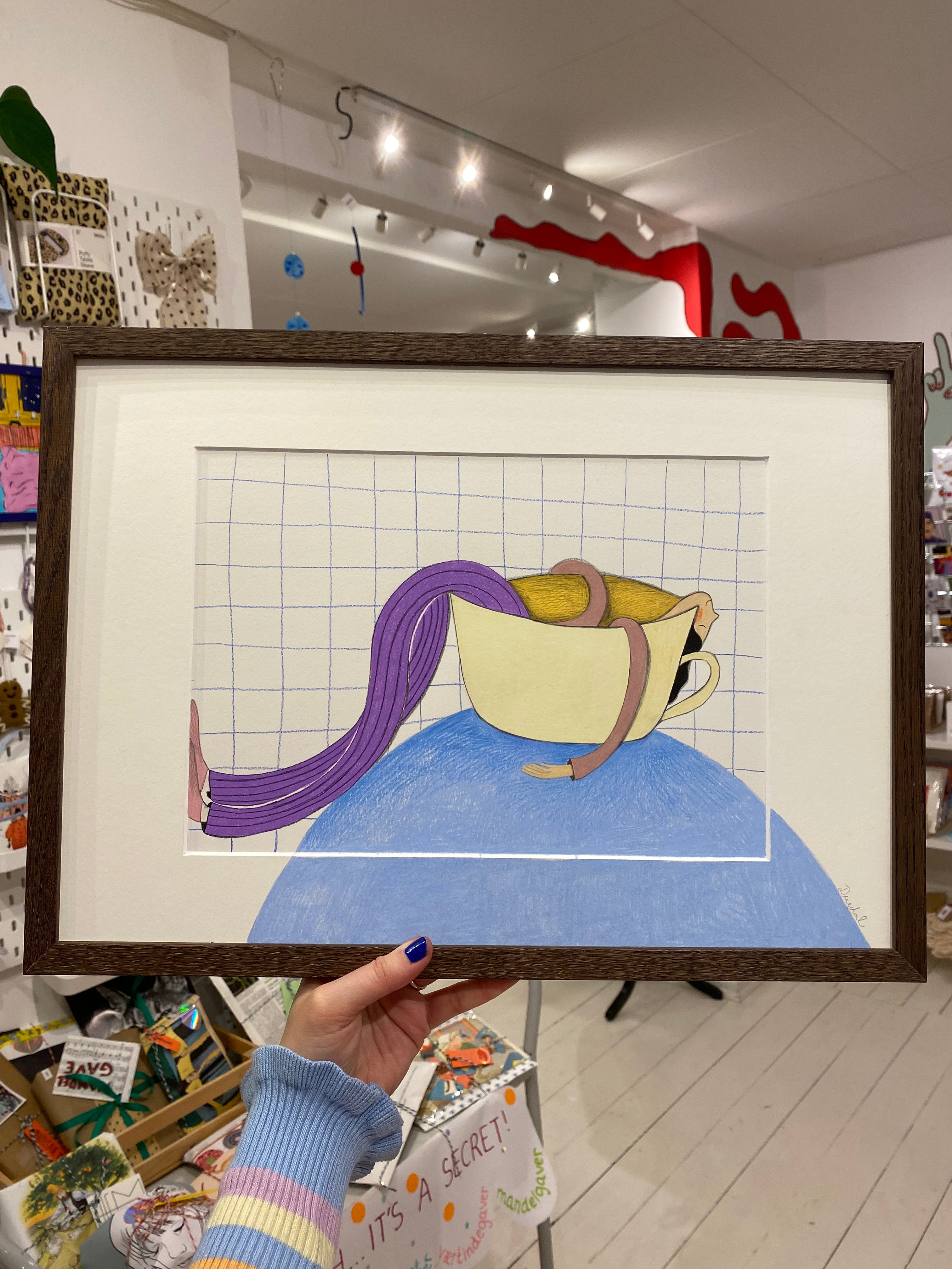 "In a cup" / Original A3 illustration (framed)
