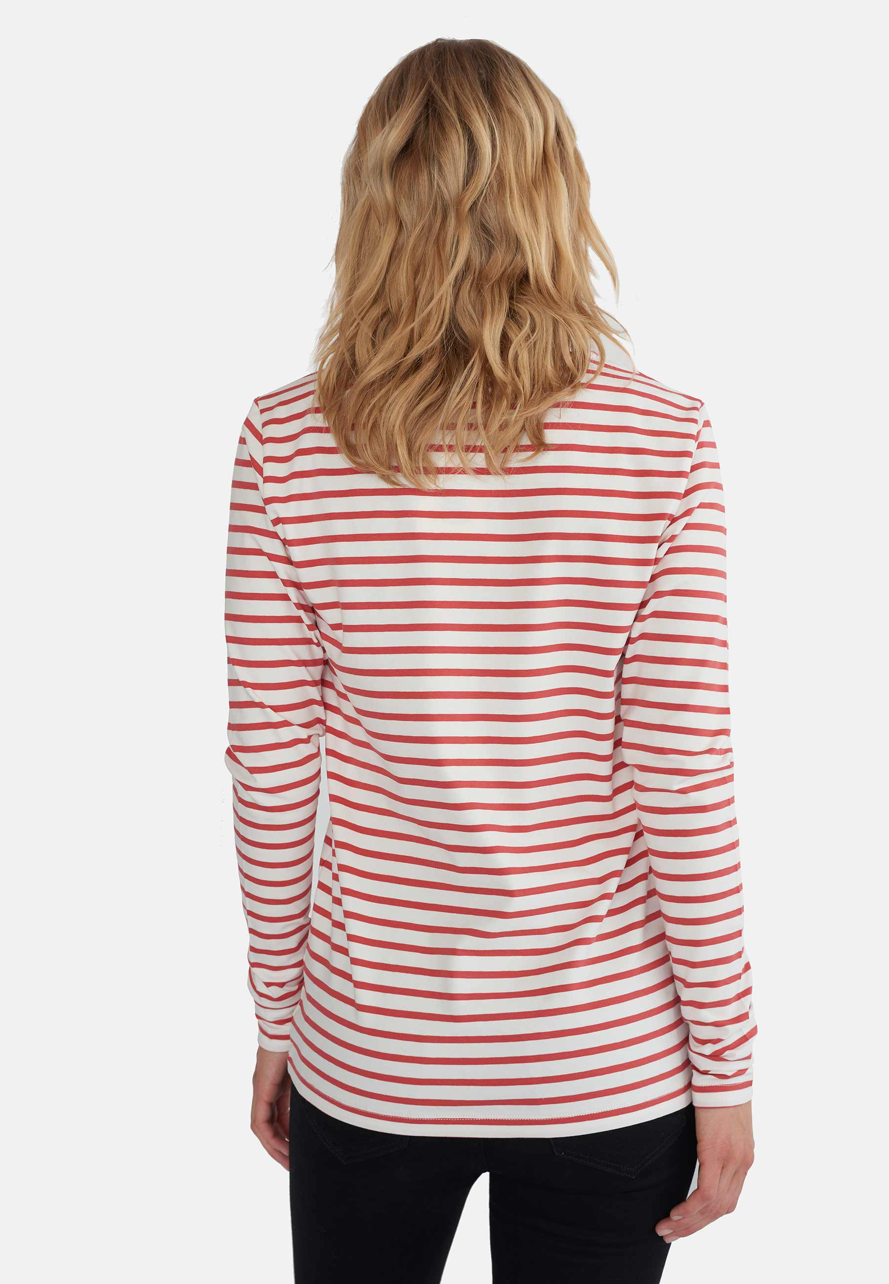 Mulle bluse, rød/hvid stribet