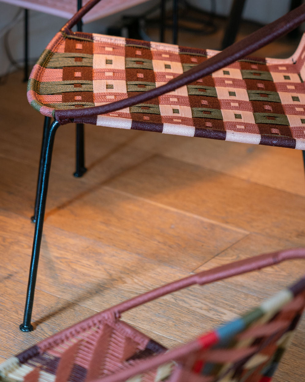 SUZANNE Lænestol - Brown/Pale pink/Khaki