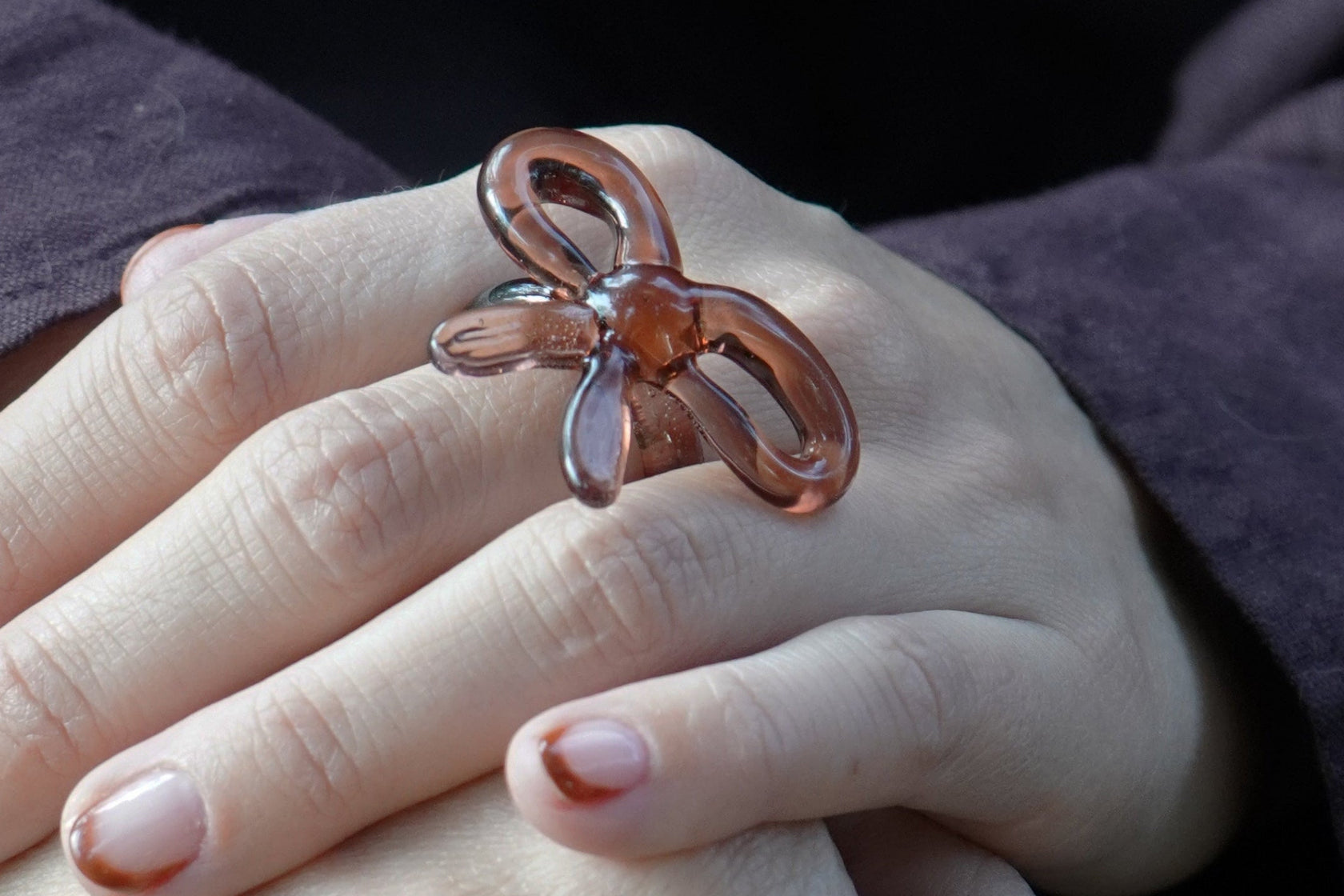 Glas ring - Ribbon - Brun