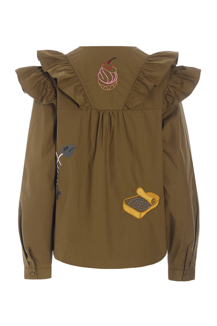 Nola Ruffle Shirt - Olive