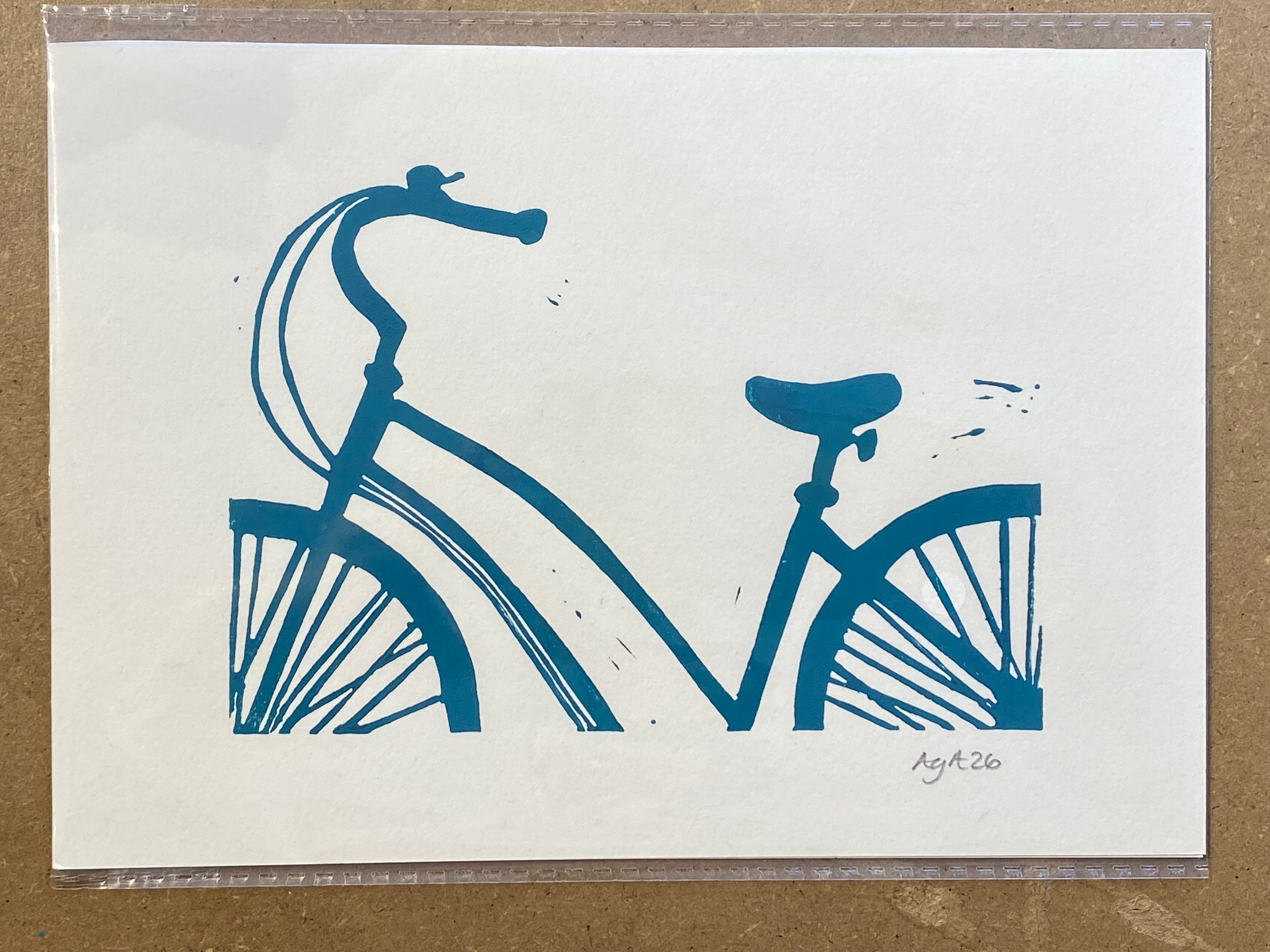 Cykel print, petroleum A5
