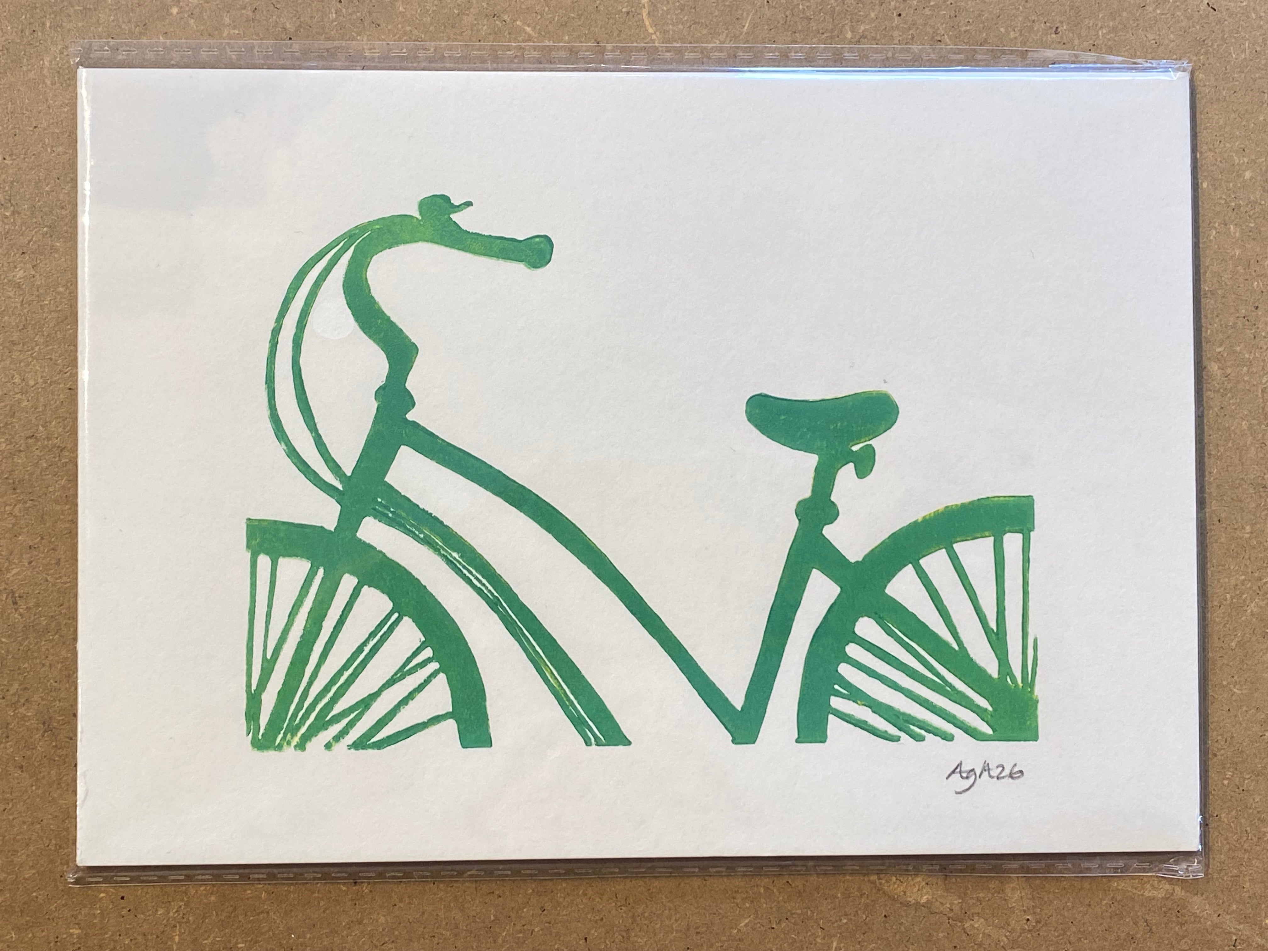 Cykel print, grøn A5