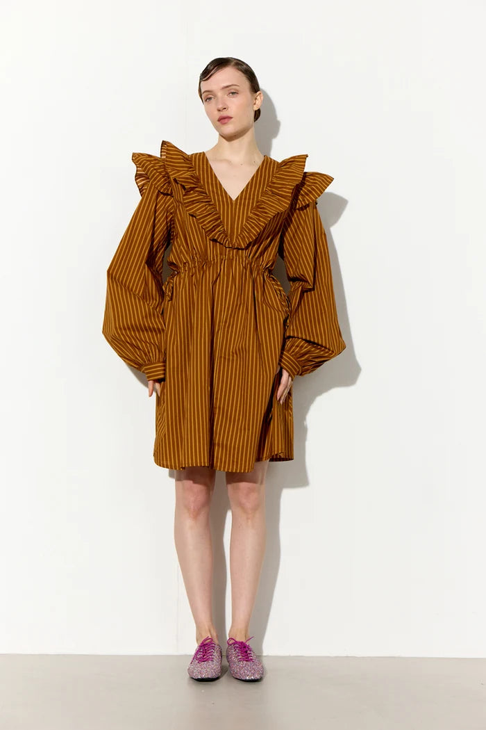 Lucinda Dress - Caramel striped