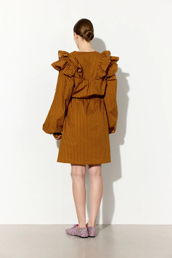 Lucinda Dress - Caramel Striped
