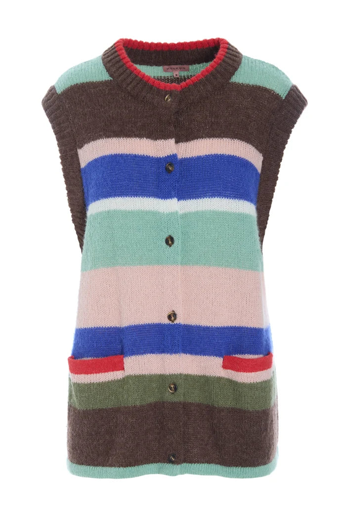 Tallulah Knit Vest - Brown Stripes