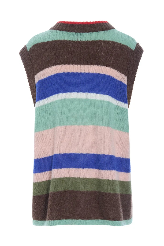 Tallulah Knit Vest - Brown Stripes