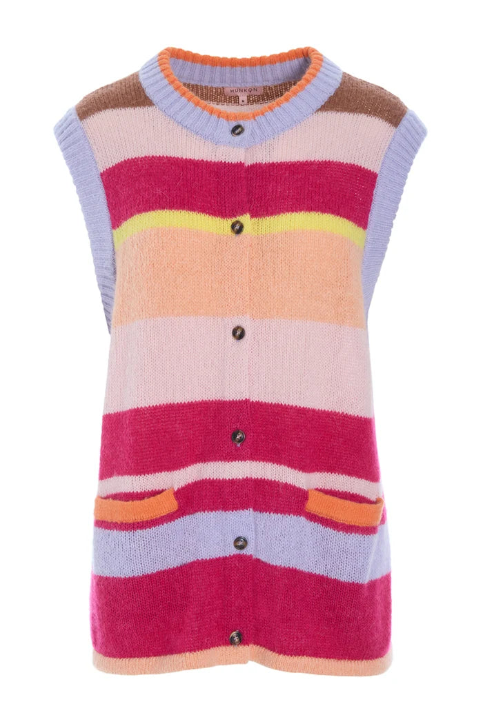Tallulah Knit Vest - Peach Stripes