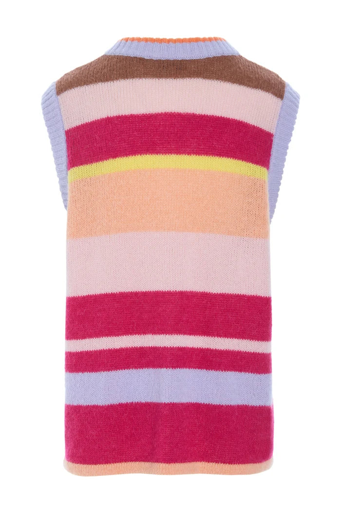 Tallulah Knit Vest - Peach Stripes
