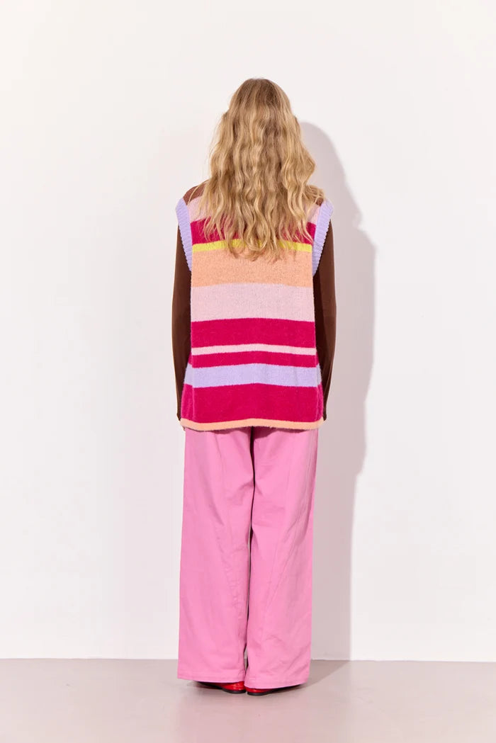 Tallulah Knit Vest - Peach Stripes