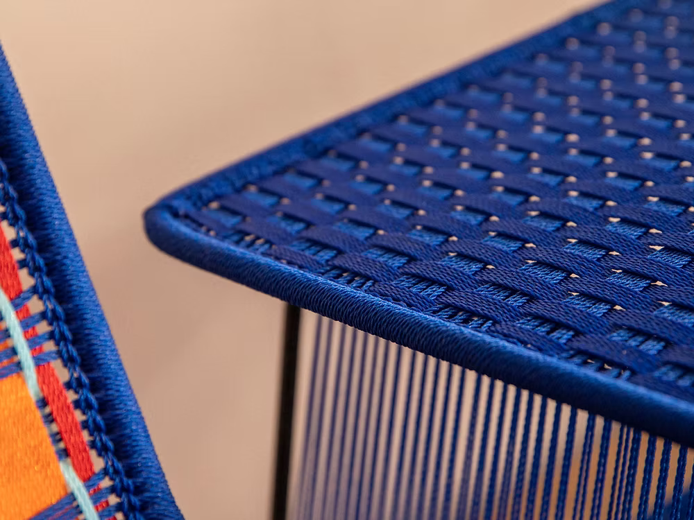 PRE-ORDER Håndflettet sofabord - kobolt