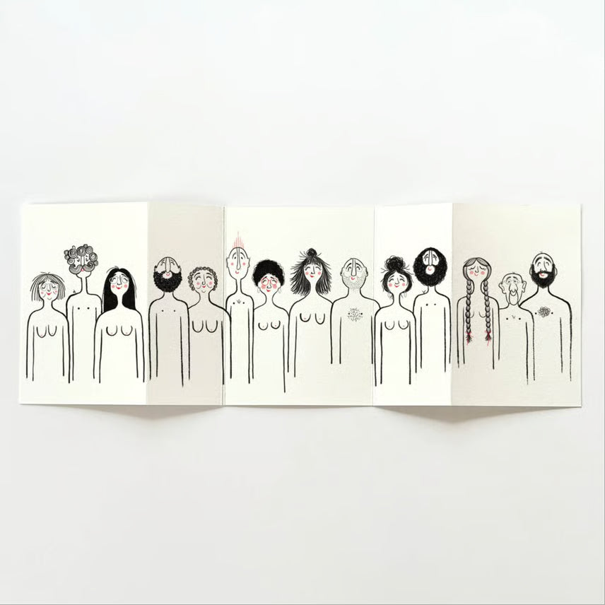 Kunstnerkort A6, Badefolk harmonikakort