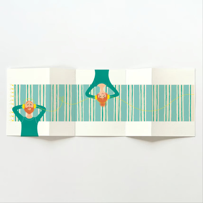 Kunstnerkort A6, Stribet Hjertelyd harmonikakort