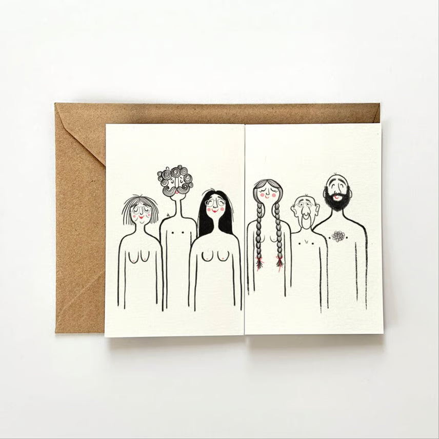 Kunstnerkort A6, Badefolk harmonikakort