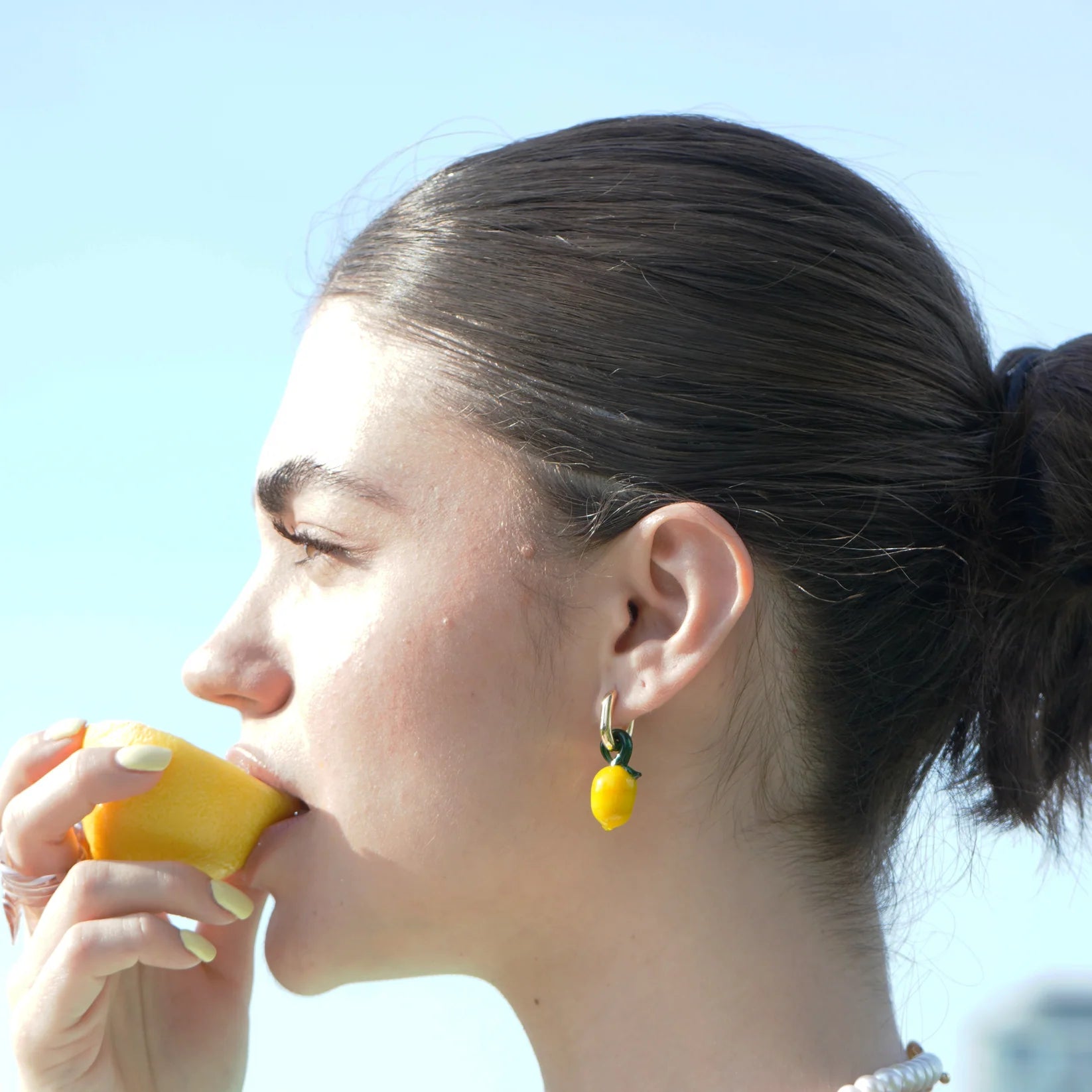 Glas øreringe - Citron